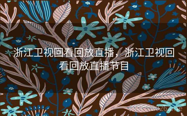 浙江卫视回看回放直播，浙江卫视回看回放直播节目
