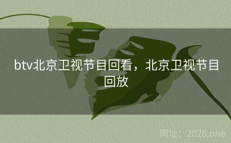 btv北京卫视节目回看，北京卫视节目回放